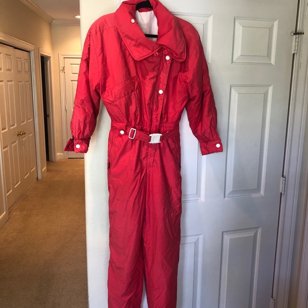 Bonger Red Pink Ski Suit Jumpsuit Vintage Size 10